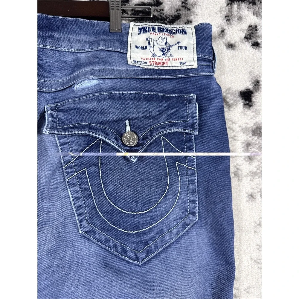 True Religion Jeans‎ Mens 42x32 Distressed Ripped Destroyed Stretch Skate Punk